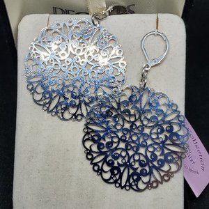 Garold C Miller Intricate Earrings Silver Tone